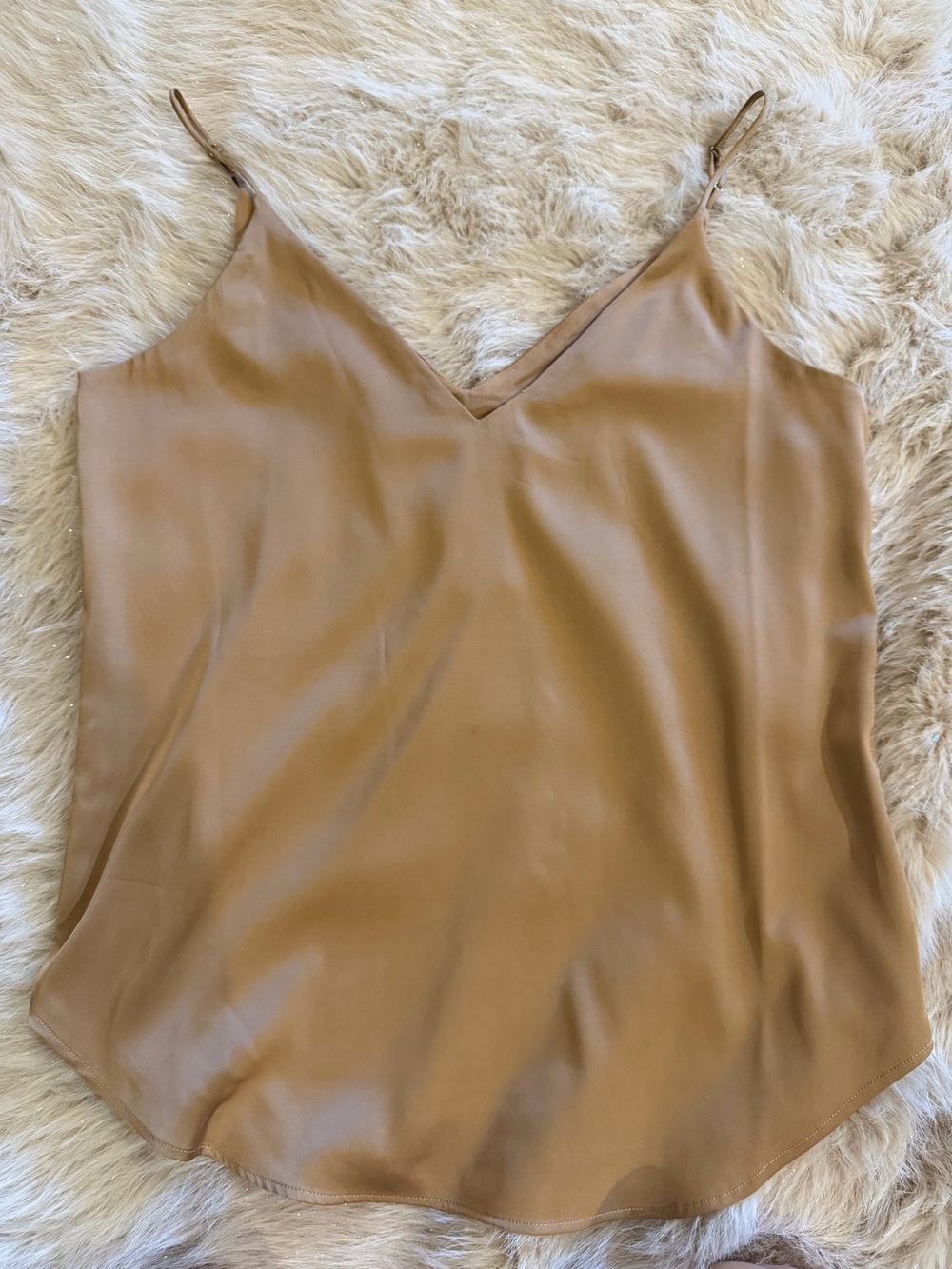 Express Satin V-Neck Cami in Camel